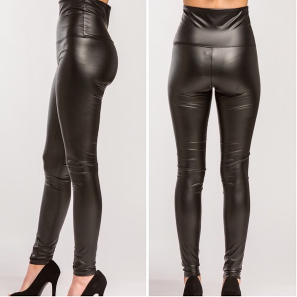 LAST ONE High Waist Vegan Leather Leggings - Picture 8 of 8